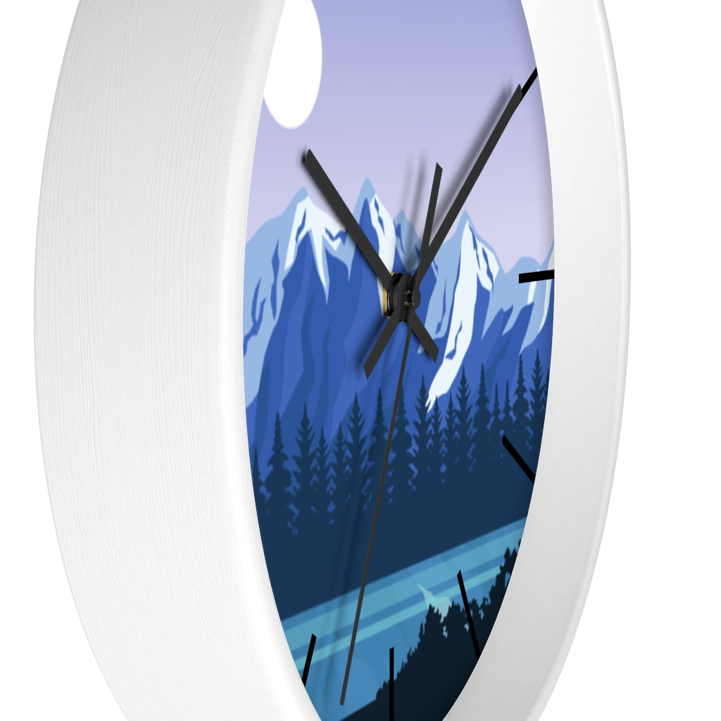 Blue Mountain Wall Clock - Large Silent Non-Ticking Modern Decor for Living Room, Bedroom & Office - Perfect for Home, Office & Gifts