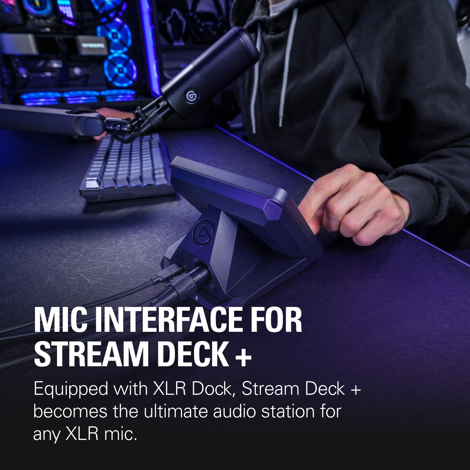 Elgato XLR Dock - Professional XLR-to-USB Microphone Interface with 75dB Gain, Phantom Power & Clipguard - Customizable Audio Mixer for Stream Deck+ (Mac/PC) - Perfect for Podcasting, Live Streaming & Content Creation