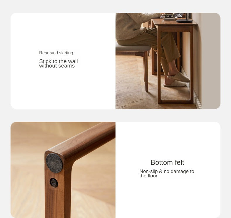 Premium Black Walnut Solid Wood Narrow Writing Desk - Modern Minimalist Home Office & Study Workstation for Small Spaces