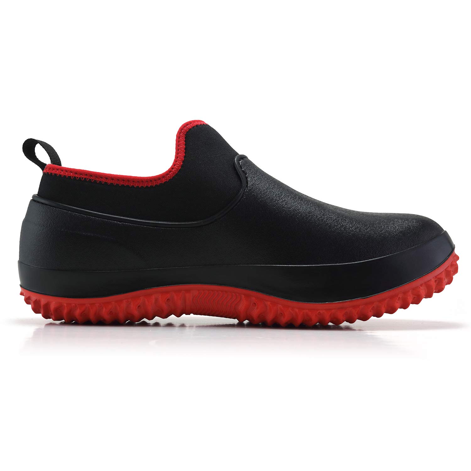 **Non-Slip Waterproof Chef Shoes for Men & Women - Safety Kitchen Work Clogs with Anti-Skid Sole - Ideal for Catering, Gardening, Rainy Days - Black/Red/Cotton (19095)**    *(Use Cases: Perfect for chefs, restaurant workers, gardeners, or anyone needing durable, slip-resistant footwear in wet or slippery environments.)*