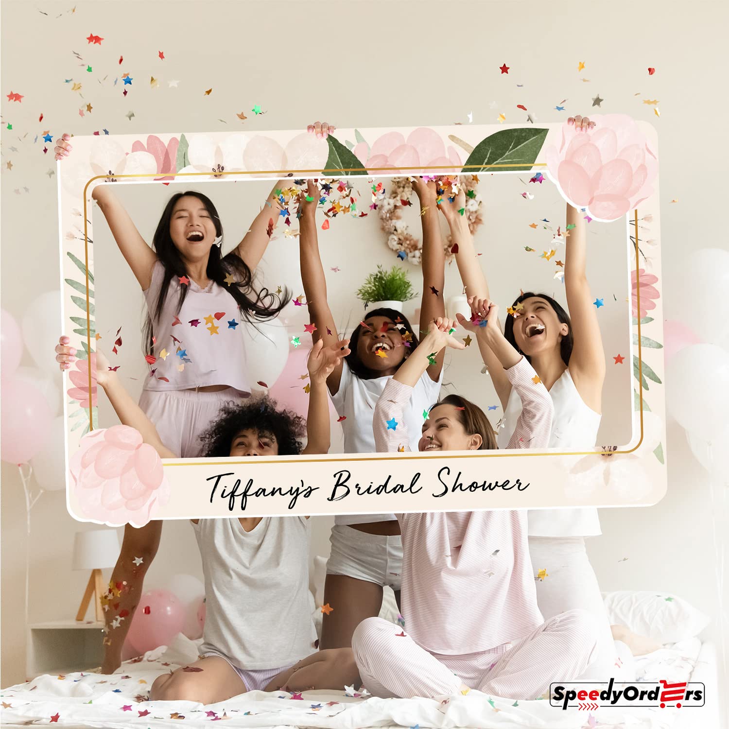 Personalized Pink Lotus Bridal Shower Photo Booth Frame - Custom Floral Wedding Photo Prop for Bridal Parties, Baby Showers & Anniversary Celebrations (PVC Board) - Perfect for Wedding Decor, Bridal Shower Favors & Photo Backdrops