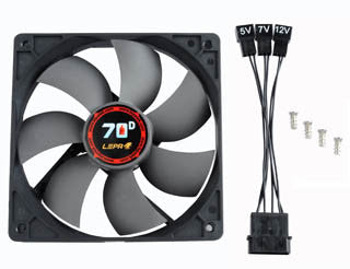 LEPA 120mm x 25mm High Performance PC Cooling Fan with BOL Bearing, Variable Speed Adapter - Quiet Computer Case Fan for Gaming PC, Desktop, Workstation & Server Cooling (Model LP 70D12R)