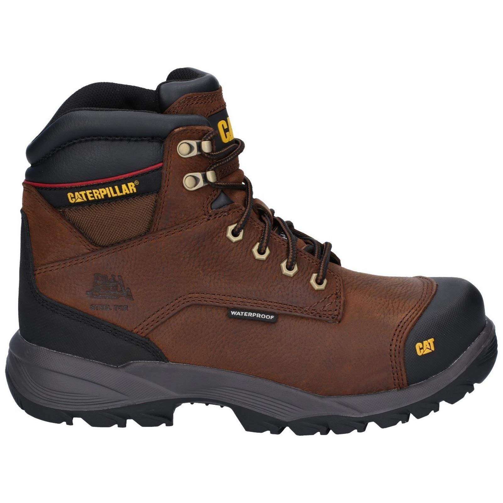 CATERPILLAR Men's Spiro Work Boots - Size 12 UK (Honey Brown) - Durable Safety Footwear for Construction, Hiking & Outdoor Work