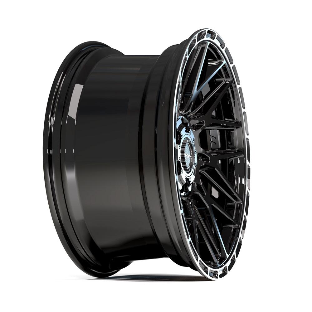 4Play Sport 2.0 4PS28 17x9.0 Gloss Black Wheels with Brushed Face & Tinted Clear Finish +18 Offset 6x139.7/6x135mm Bolt Pattern 106.1mm Hub - Perfect for Off-Road Trucks, SUVs and Custom Builds