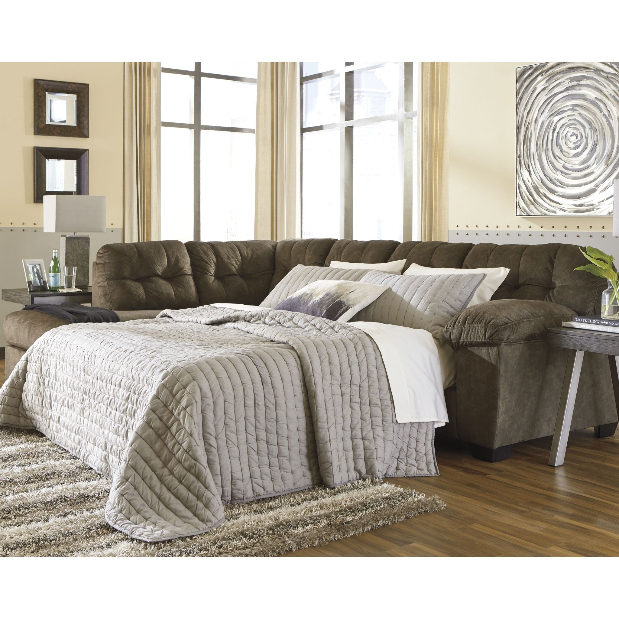 Accrington 2-Piece Sleeper Sectional Sofa with Chaise Lounge - Convertible Sleeper Sofa Bed for Small Spaces, Living Room & Guest Room Furniture - Perfect for Apartments, Dorms and Home Theater Seating