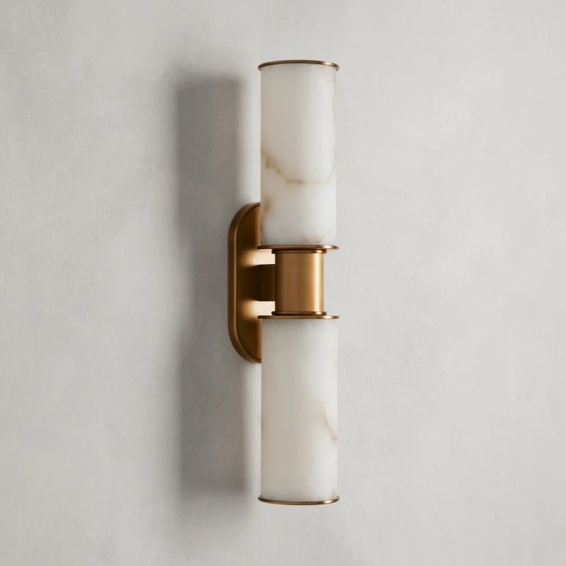 Harlin 2-Light Wall Sconce in Alabaster Finish - Modern Flush Mount Lighting for Bedroom, Hallway & Living Room Decor