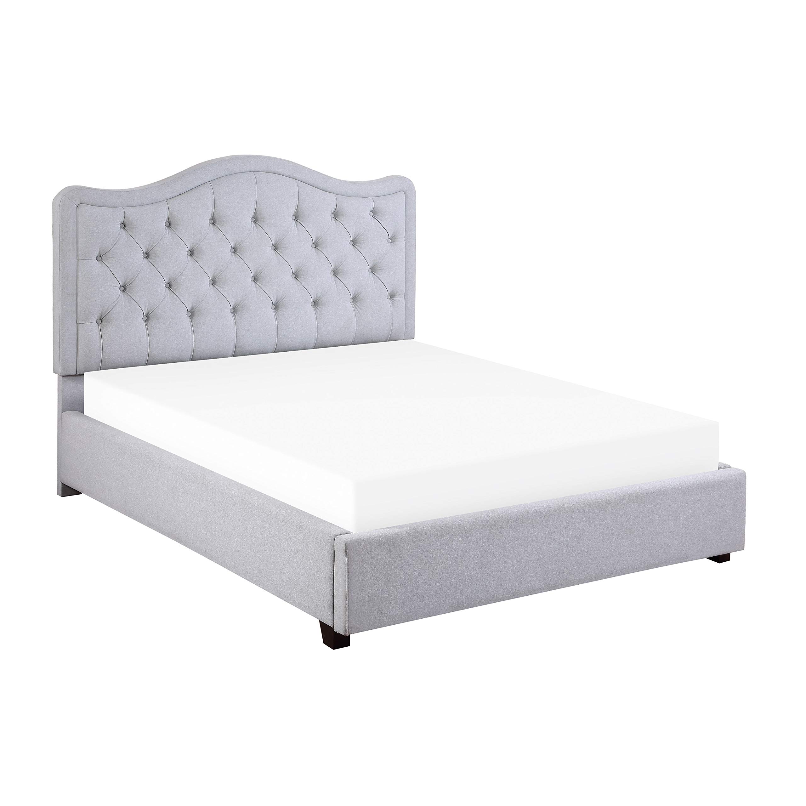 Lexicon Blayden Upholstered King Size Platform Bed Frame with Headboard - Modern Gray Fabric Bedroom Furniture for Master Bedroom & Guest Room