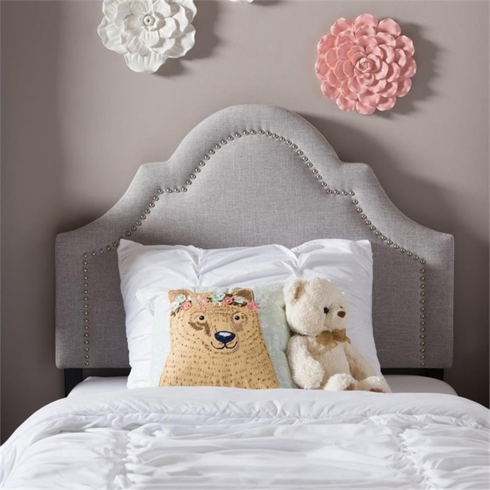 BOWERY HILL Modern Upholstered Twin Headboard in Grayish Beige - Soft Fabric Bed Frame Headboard for Bedroom Decor, Perfect for Kids Rooms, Guest Rooms & Small Spaces