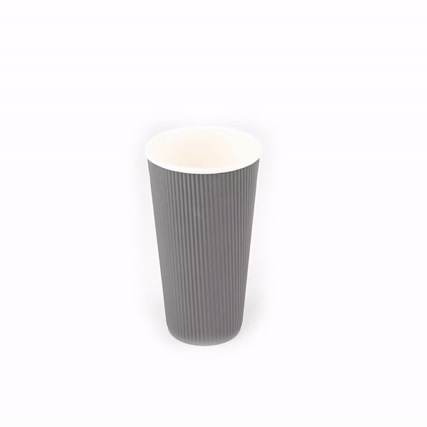20 oz Gray Ripple Wall Paper Coffee Cups - 250 Count Bulk Box (3.5