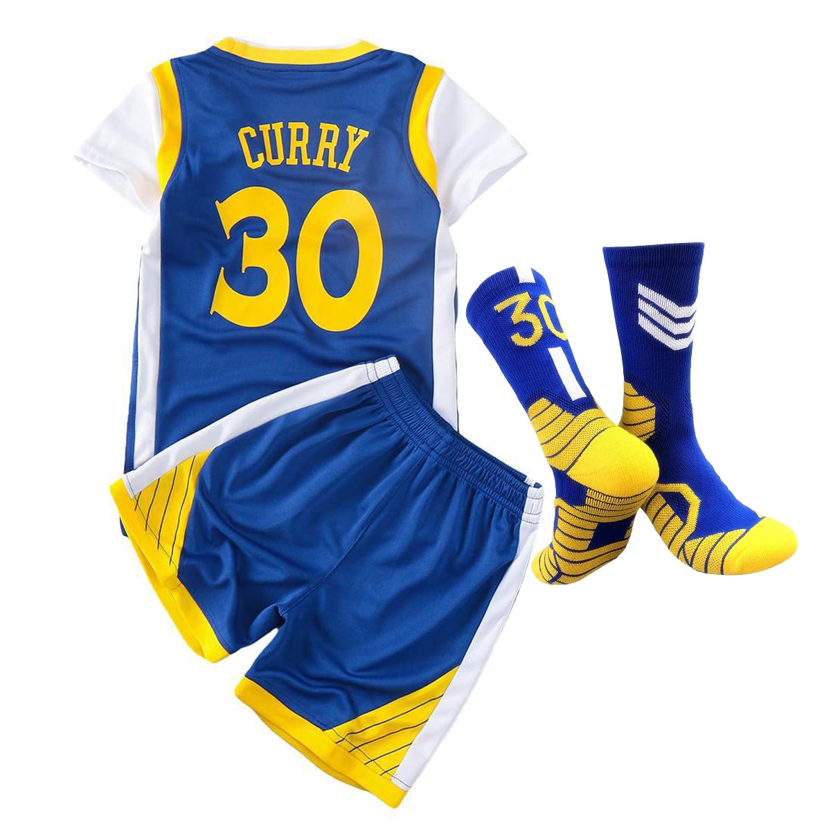 3Pcs Kids/Youth Basketball Jerseys Set - Boys Sports T-Shirt, Shorts & Socks Combo for Team Games, Practice & School Sports Activities