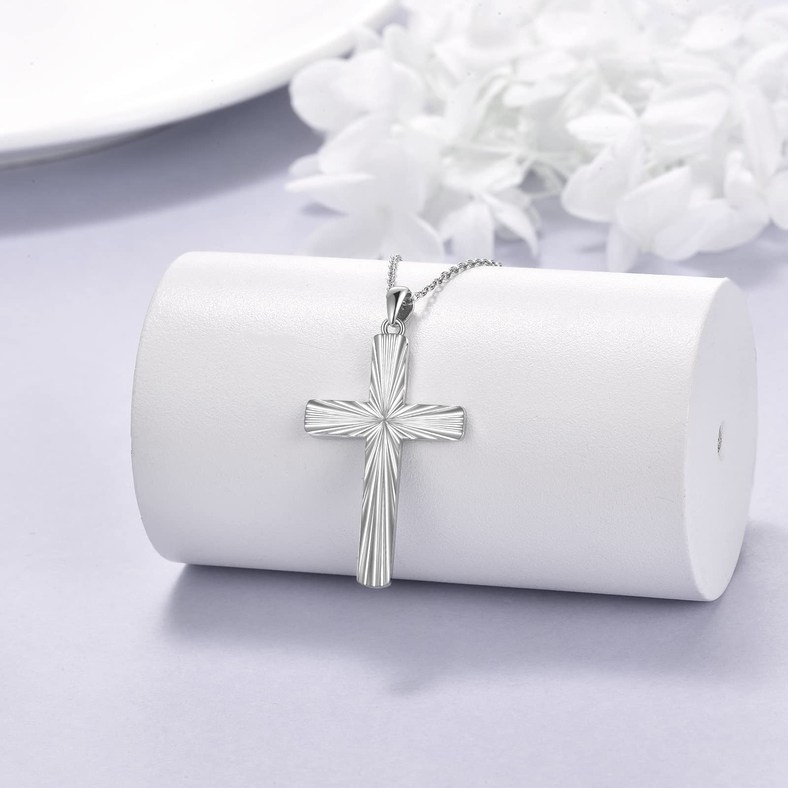 Religious Cross Pendant Necklace - Sterling Silver Origami Cross Jewelry for Women & Men - Perfect for Baptism, Confirmation, Wedding & Everyday Faith Jewelry