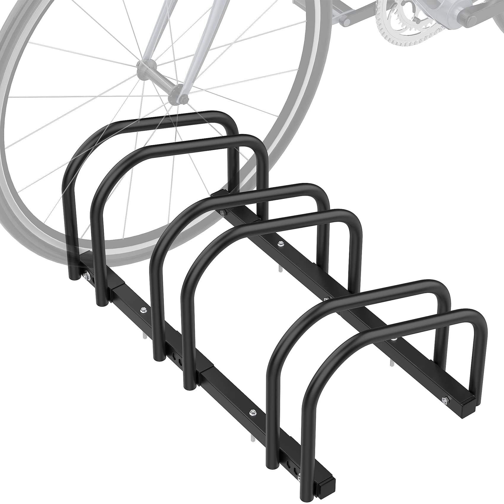 Heavy Duty 3-Bike Floor Stand - Indoor/Outdoor Bike Parking Rack for Garage Storage - Fits 22-28 Inch Wheels & 2.1