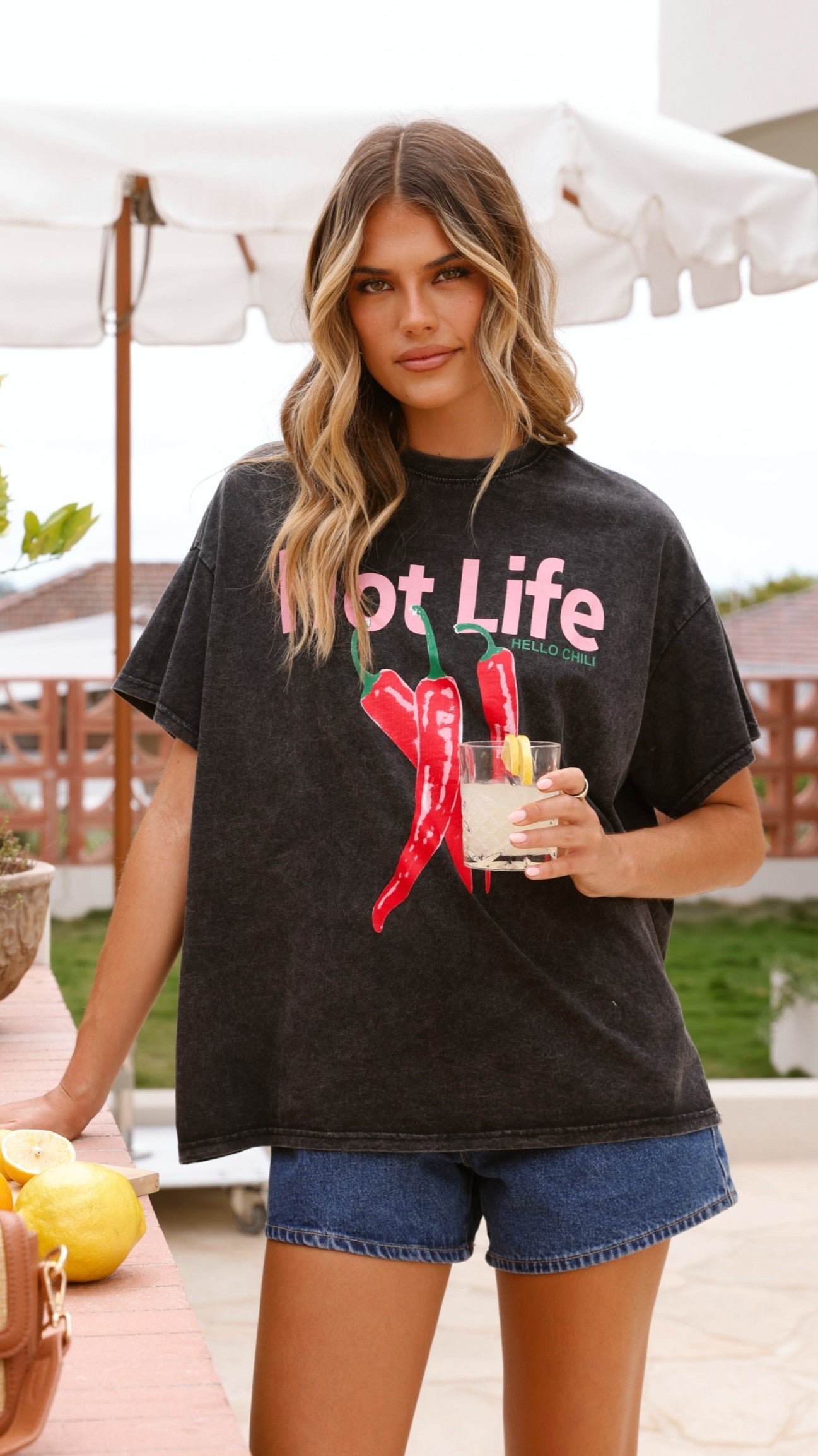 Hot Life Tee - Black Acid Wash Vintage T-Shirt for Men & Women | Soft Cotton Distressed Style for Casual Wear & Street Fashion