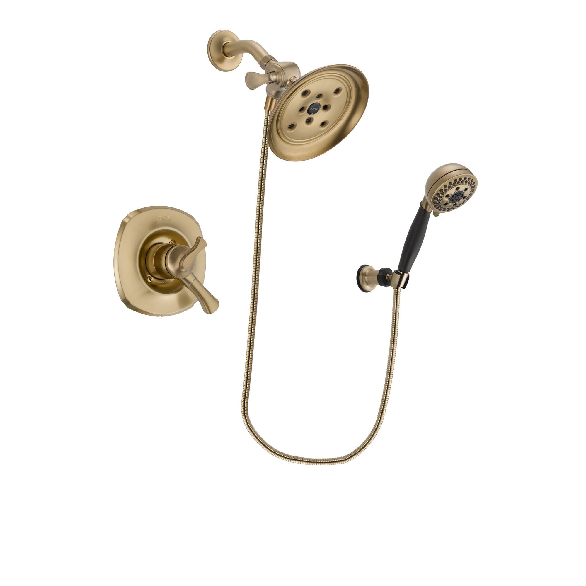 Delta Addison Champagne Bronze Dual Control Shower System with Large Rain Shower Head & 5-Spray Handheld Shower - Complete Package with Rough-In Valve (DSP3806V) - Perfect for Modern Bathroom Renovations & Spa-Like Shower Experiences