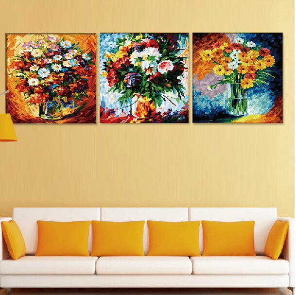 DIY Hand-Painted Daisy Oil Painting by Numbers Kit - 40x40cm Framed Canvas for Home Wall Decor - Perfect for Relaxation & Stress Relief