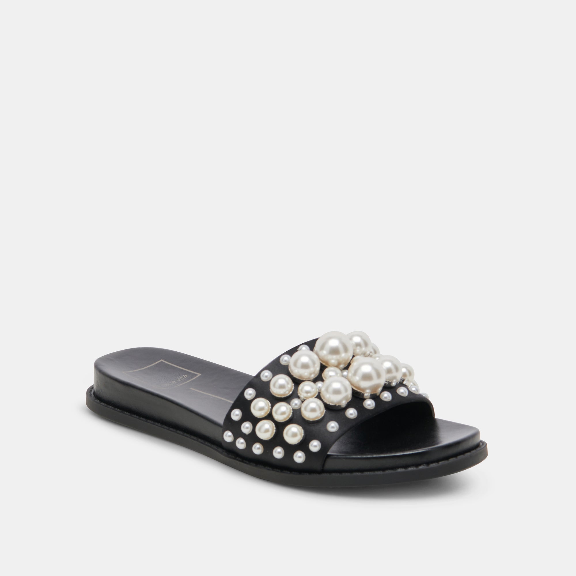 GABBI PEARL SANDALS - Women's Black Pearl Embellished Flip Flops for Beach, Pool & Summer Outfits | Comfortable & Stylish Sandals for Casual Wear