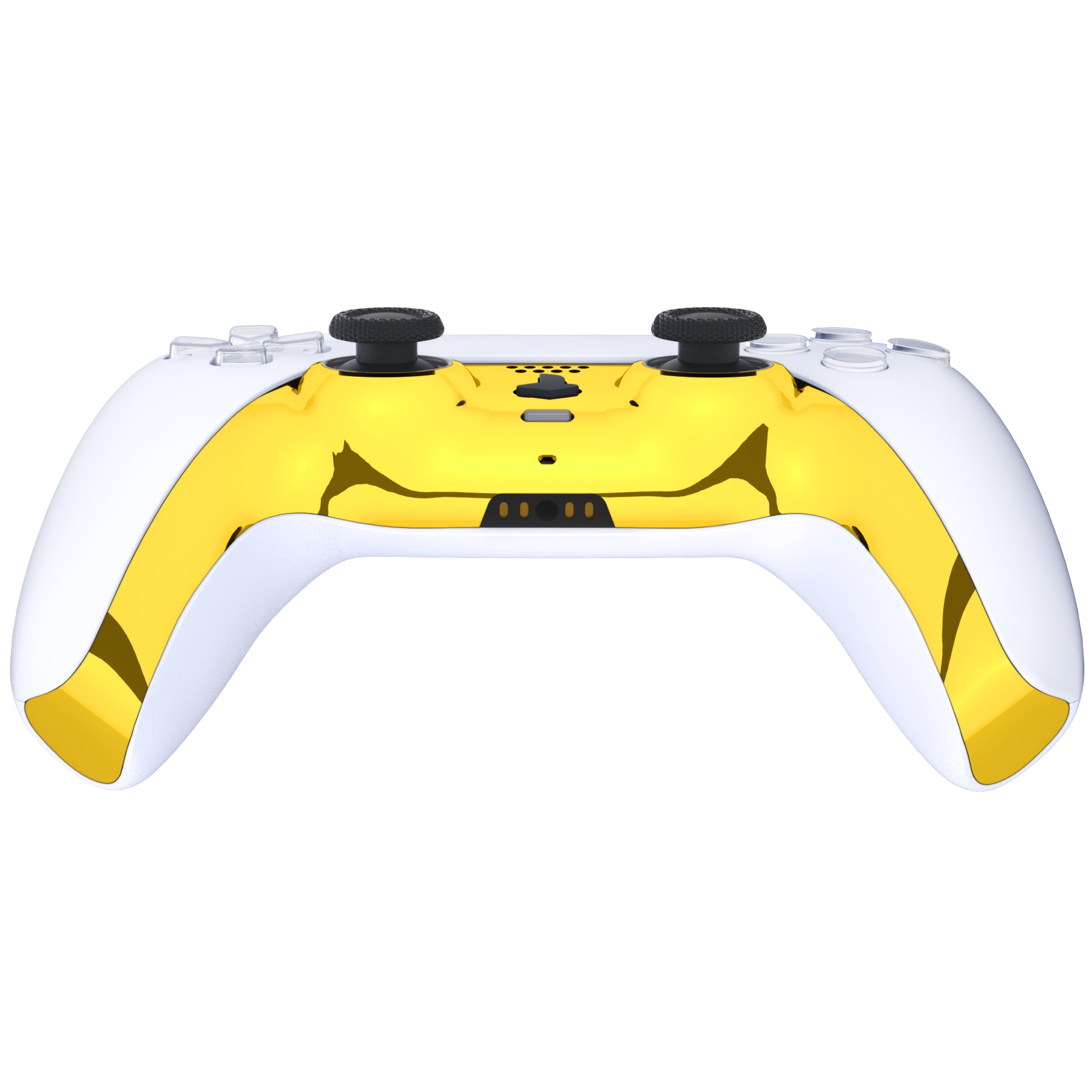 eXtremeRate Chrome Gold Glossy Replacement Shell for PS5 Controller (BDM-010/020/030/040/050) - Decorative Trim with Accent Rings | Customize Your Gaming Experience for Enhanced Style and Comfort