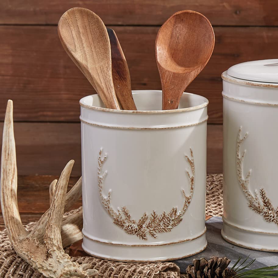 BLACK FOREST DECOR Northwoods Antlers Utensil Holder - Rustic Kitchen Organizer for Forks, Spoons & Knives - Perfect for Cabin, Lodge & Farmhouse Decor