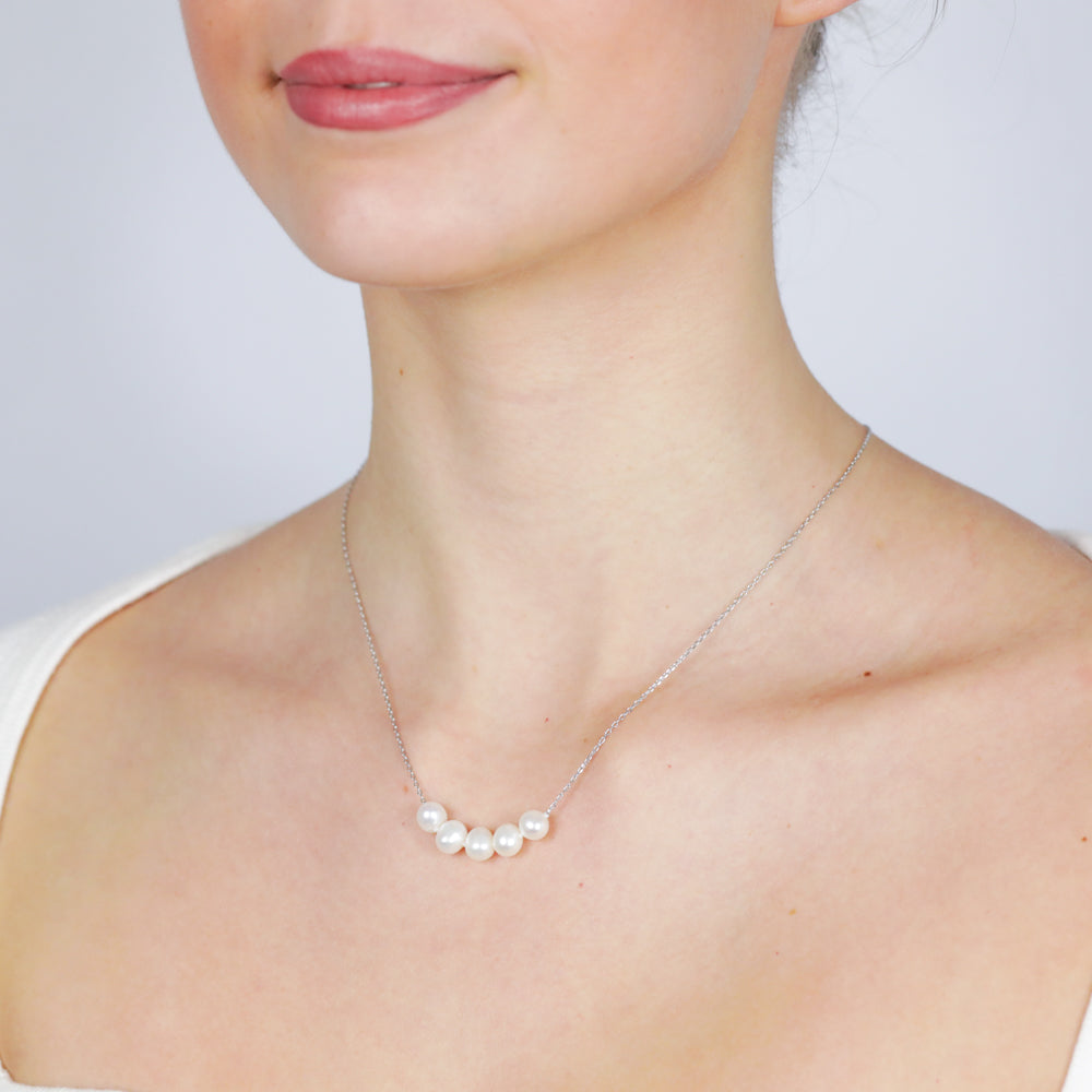 6-7mm AAA Grade White Freshwater Pearl Pendant Necklace in 925 Sterling Silver - Elegant Jewelry Gift for Women, Perfect for Weddings & Special Occasions