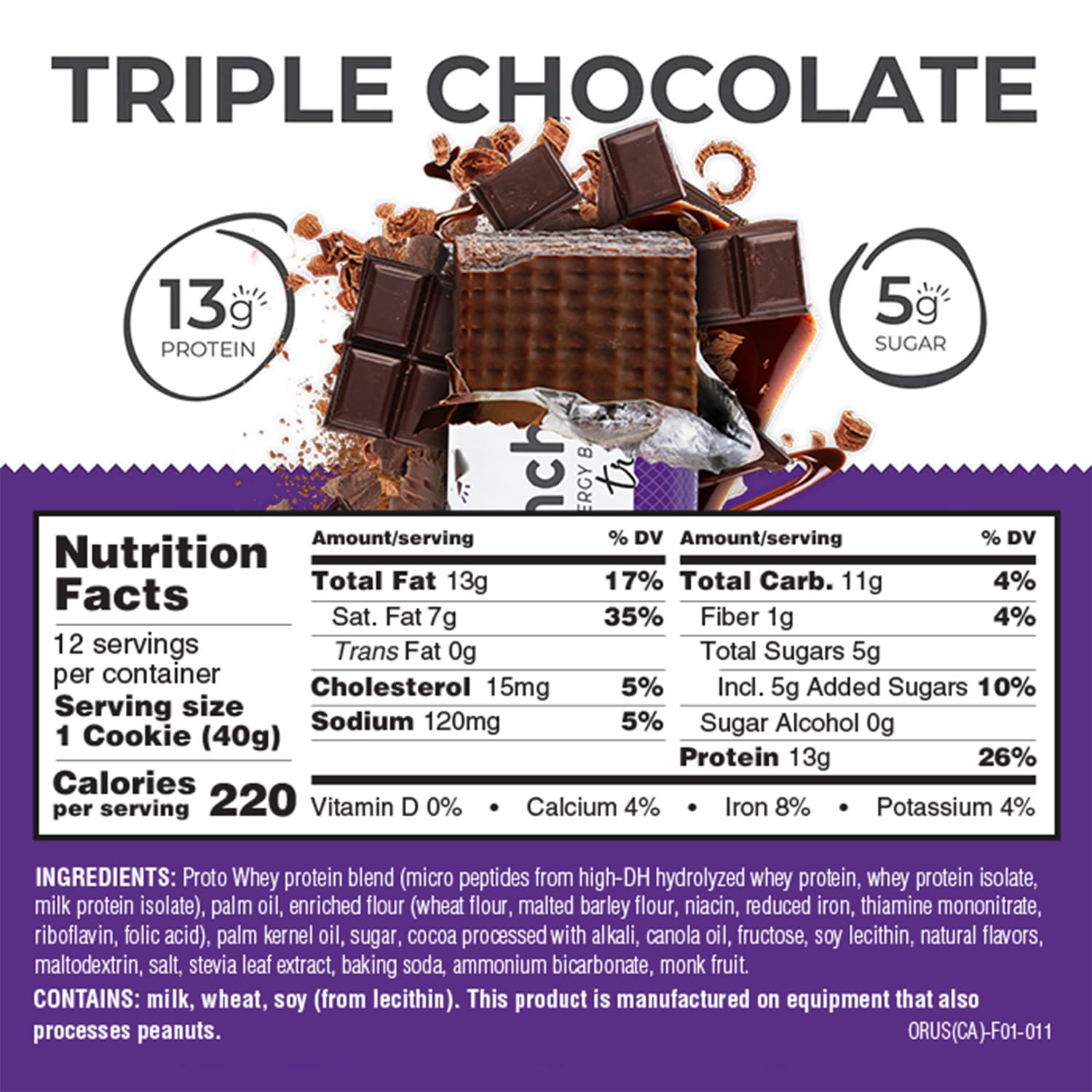 Power Crunch Protein Wafer Bars - 12 Pack of 1.4oz High Protein Snacks | Triple Chocolate Flavor | Delicious Low Carb Keto-Friendly Energy Bars for Gym, Hiking & Post-Workout Recovery