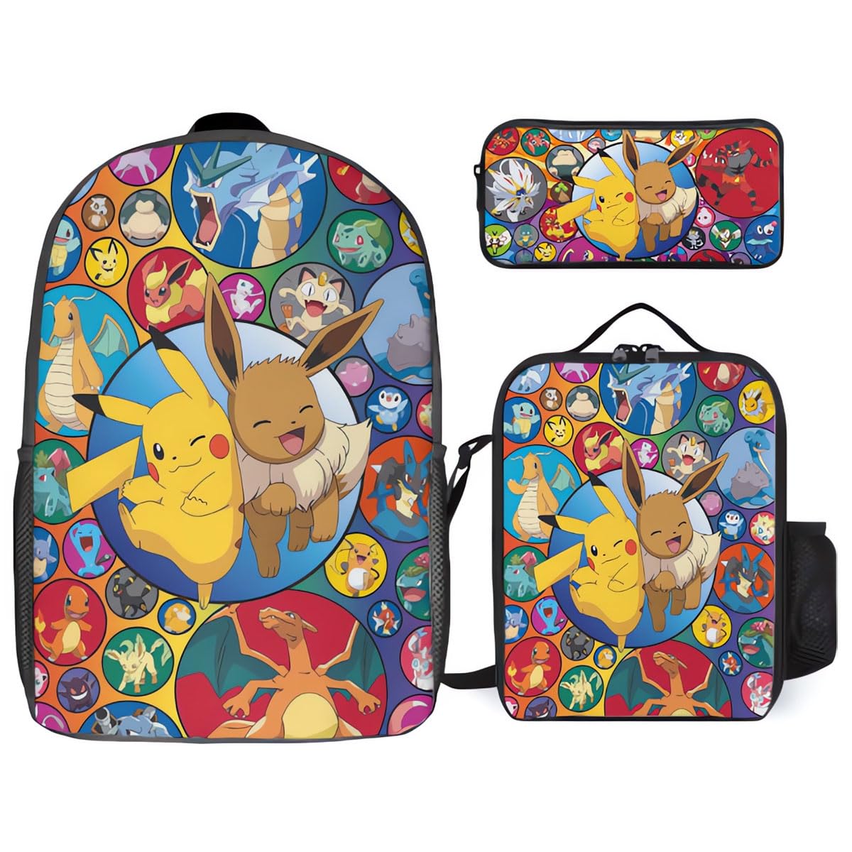 3PCS Cute Anime Backpack - Large Capacity Travel Backpack for School & Outdoors