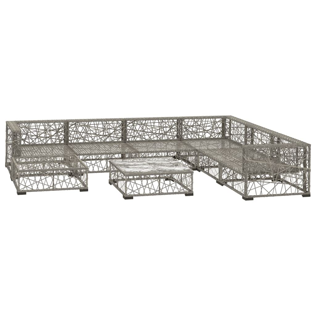 vidaXL 8-Piece Patio Lounge Set - Outdoor Garden Furniture with Cushions, Gray Poly Rattan Sectional Sofa for Backyard, Poolside & Terrace Relaxation