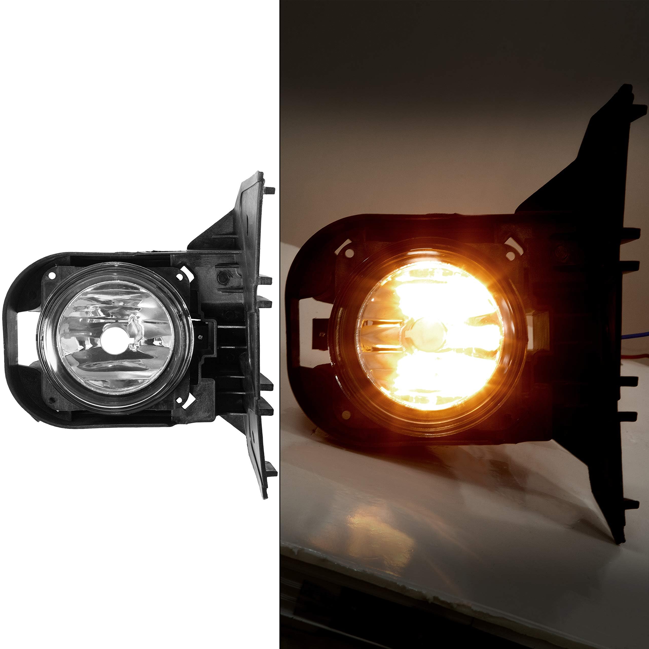 ECOTRIC Front Fog Lights for 2000-2004 Ford F-150 Harley Davidson Edition - Complete Kit with Bezels, Bulbs & Hardware (Driver & Passenger Side) | Enhanced Night Driving & Off-Road Visibility