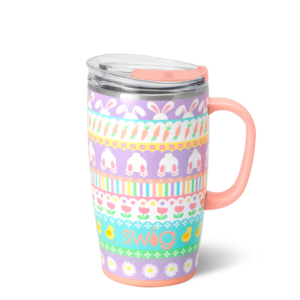 18oz Bunny Trail Travel Mug - Insulated Stainless Steel Coffee Cup with Lid - Perfect for Hiking, Camping & Commuting