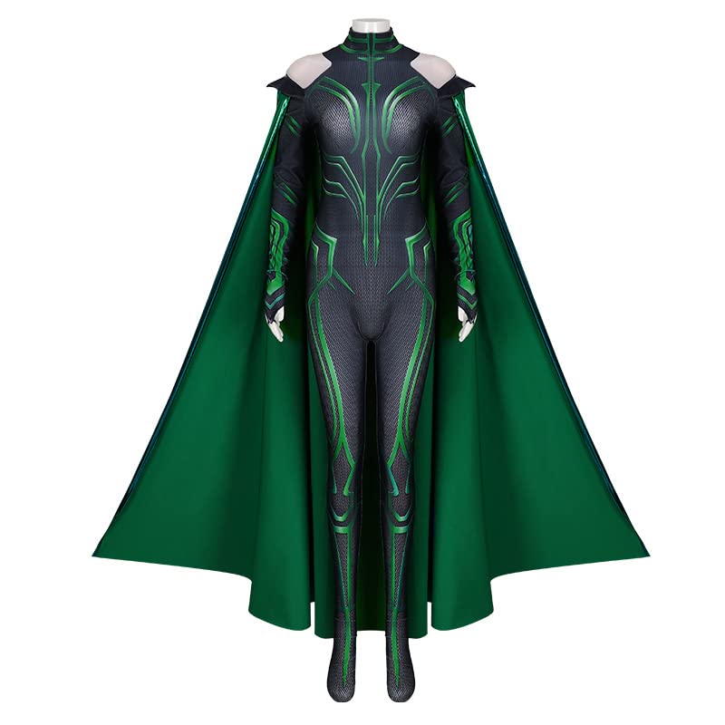 Women's Hela Cosplay Costume - Adult Full Body Jumpsuit with Detachable Cloak for Marvel Movie & Halloween Cosplay - Perfect for Comic Con, Costume Parties & Themed Events