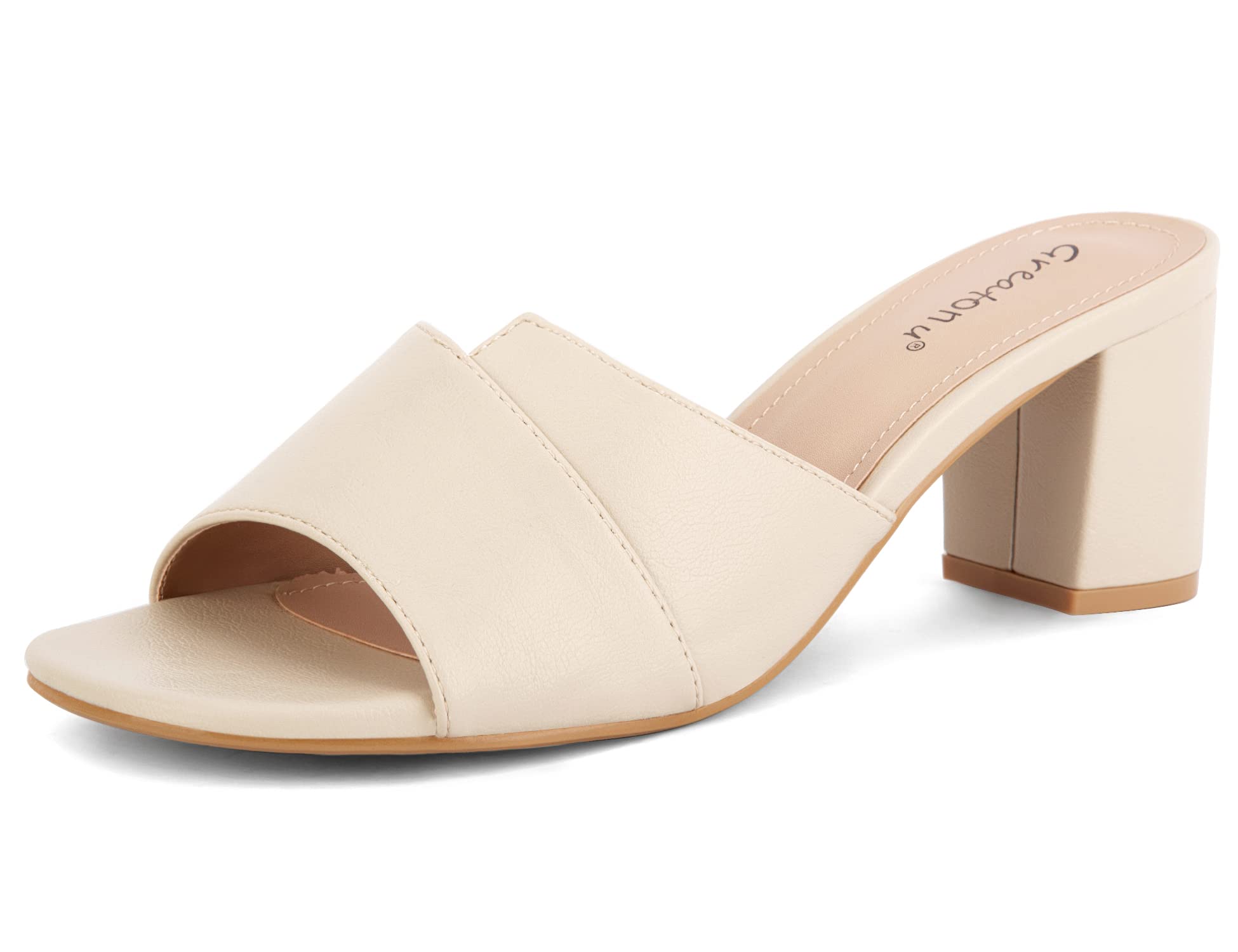 Greatonu Women's Chunky Block Heel Sandals - Square Toe Slip-On Mules for Wedding & Party | Comfortable Dressy Heels for Casual Outings, Date Night & Special Occasions