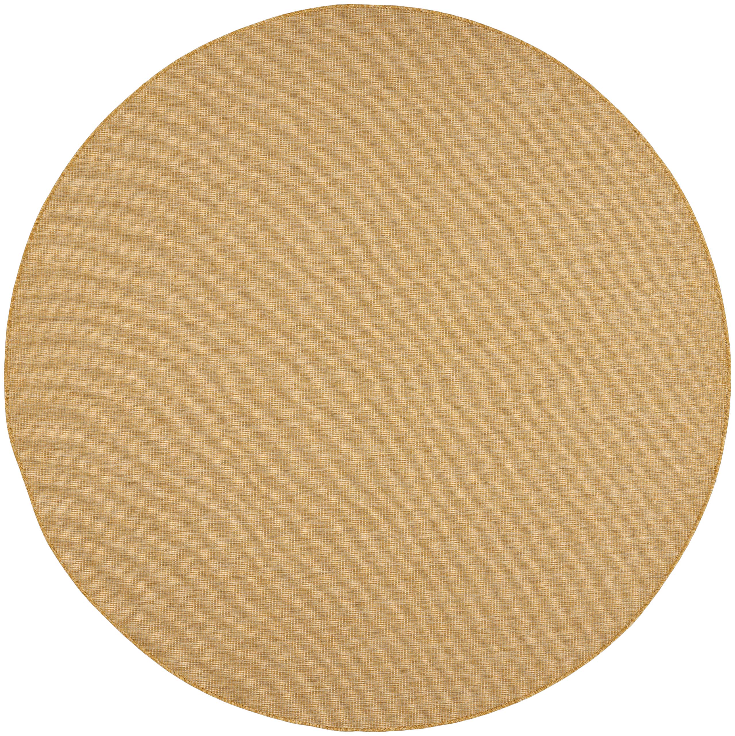 Nourison Positano 8' Round Indoor/Outdoor Area Rug - Yellow, Easy to Clean, Non-Shedding for Bedroom, Living Room, Dining Room | Perfect for Backyard, Deck & Patio Use