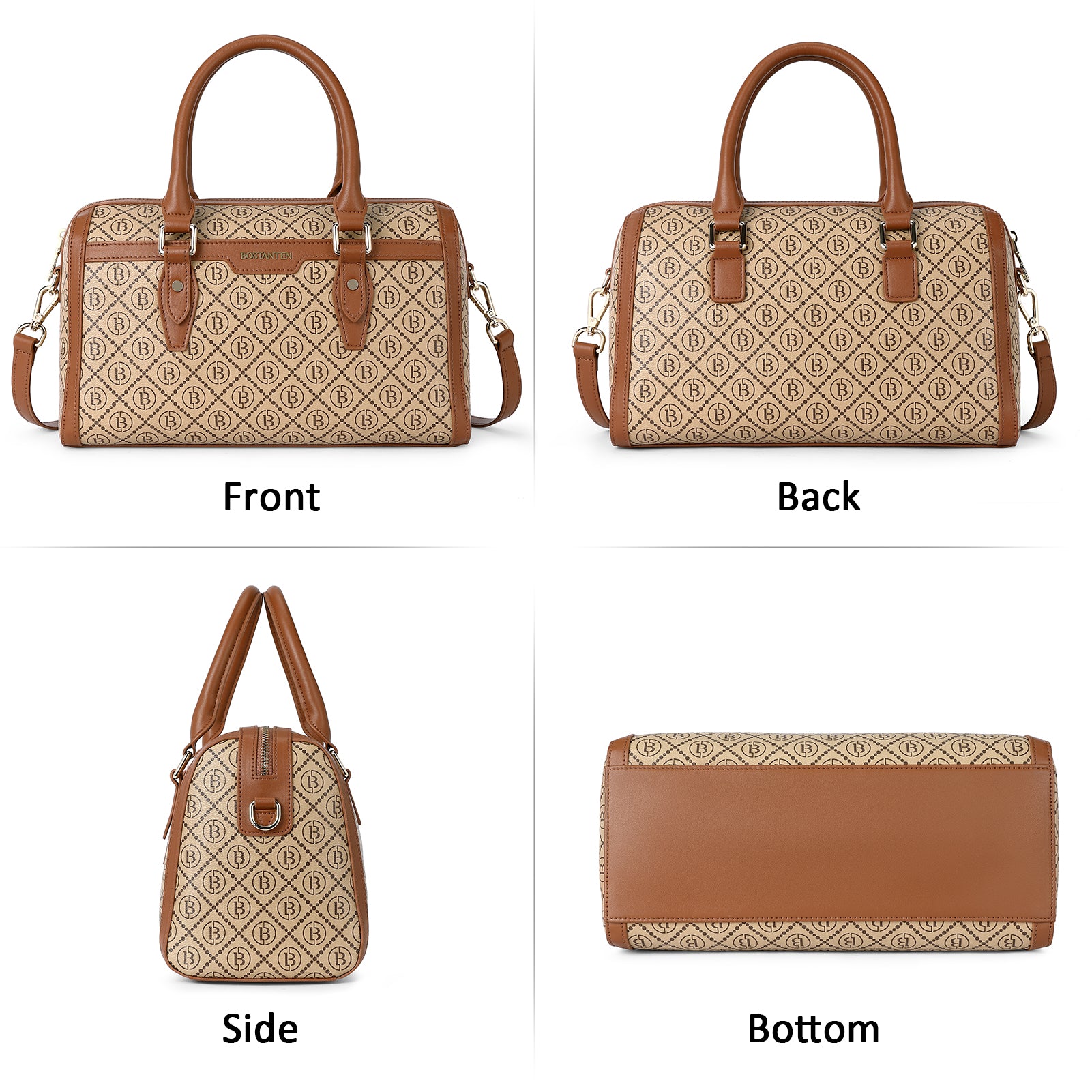 BOSTANTEN Women's Genuine Leather Tote Bag - Designer Top Handle Crossbody Purse for Work, Travel & Everyday Use