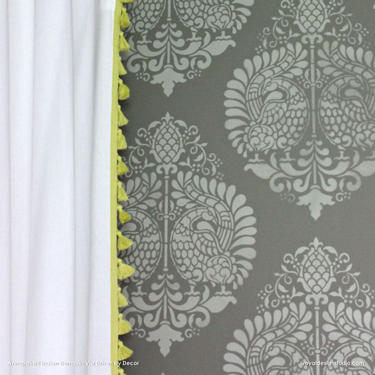 Annapakshi Indian Damask Wall Stencil - Reusable DIY Painting Template for Home Decor, Mandala Art, and Wall Murals | Perfect for Bedroom, Living Room, and Nursery Decoration