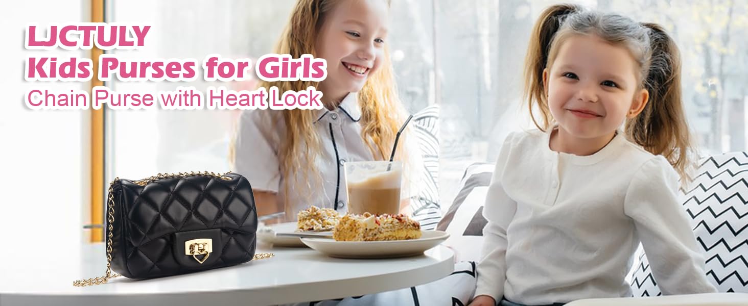 Adorable Heart Lock Crossbody Purse for Girls Age 3-14 - Cute Kids Shoulder Bag with Chain Strap | Perfect for Birthday Gifts, Dress-Up Play & Everyday Use