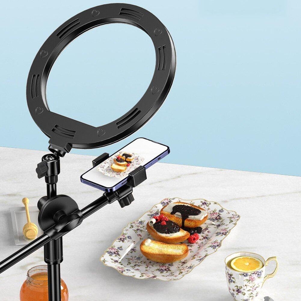 HiyyFloy Adjustable 360° Rotating Phone Mount with Light - Overhead Phone Stand for Cooking, Filming, Live Streaming & Video Recording - Perfect for YouTube, TikTok & Social Media Content Creation