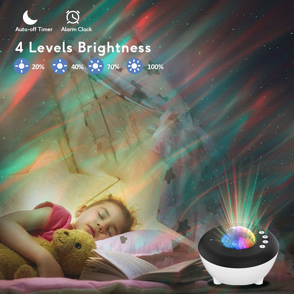 Northern Lights Galaxy Projector with Bluetooth Speaker, White Noise Machine, Timer & Remote - Starry Night Light for Bedroom, Kids & Adults - Works with Alexa & App Control - Perfect for Relaxation, Sleep Aid & Home Decor