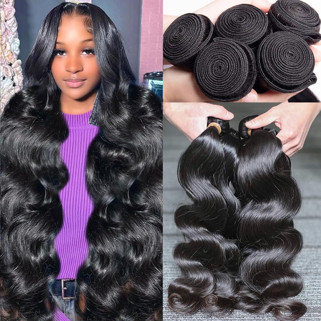 Coisini Hair 9A Brazilian Body Wave Human Hair Bundles (30 28 26 24 Inch) - 400g Unprocessed Virgin Hair Weave for Natural Look - Perfect for Wigs, Extensions & Protective Styles