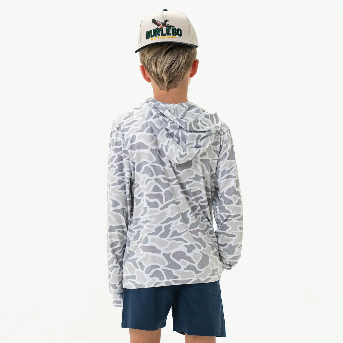 Burlebo Performance Hoodie - White Camo Print - Lightweight & Breathable Workout Hooded Sweatshirt for Men & Women - Gym, Running, Outdoor Activities
