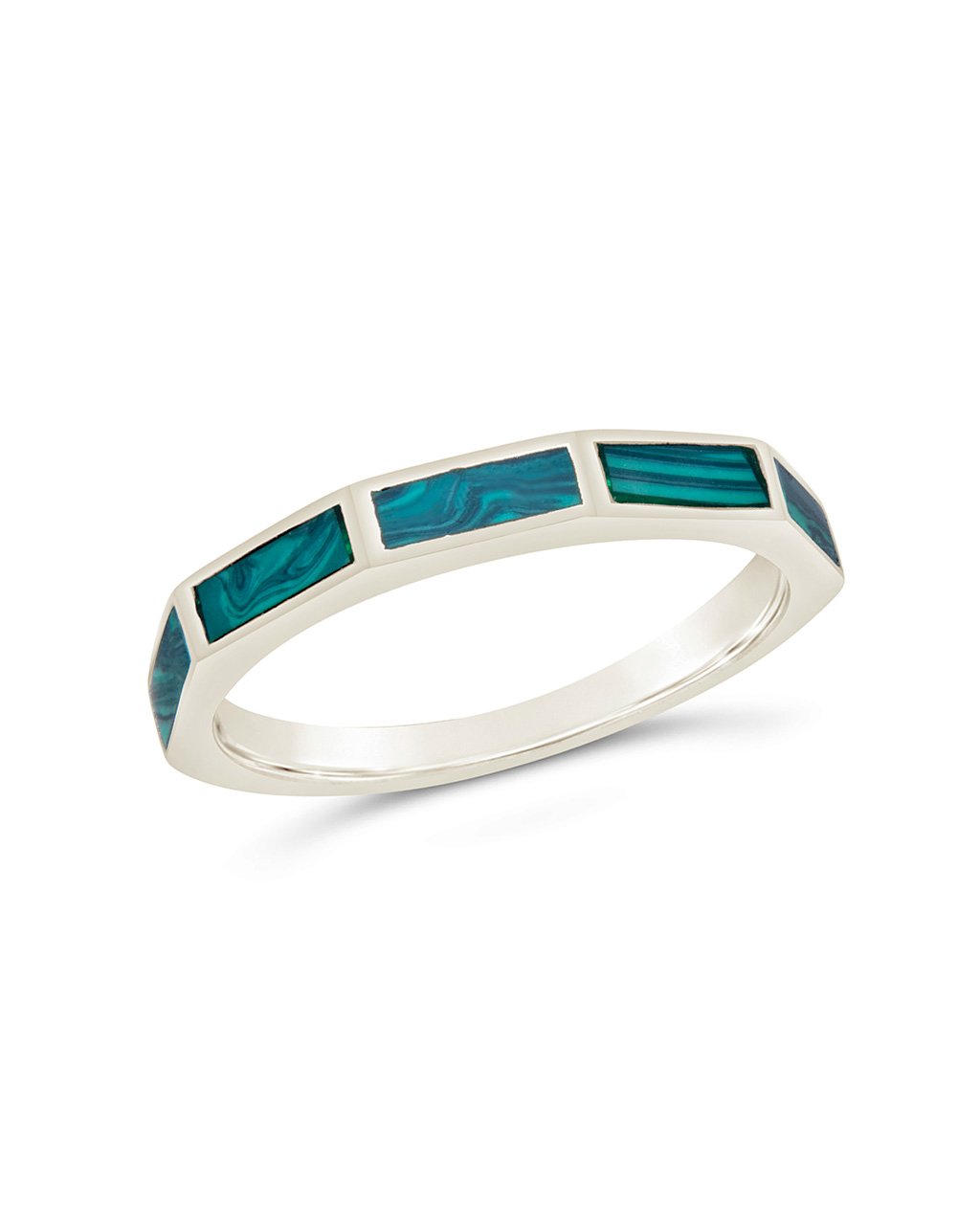 Malachite Baguette Eternity Band Ring - Genuine Green Gemstone Wedding Ring for Women, Stackable Minimalist Jewelry Gift for Anniversary, Valentine's Day & Special Occasions