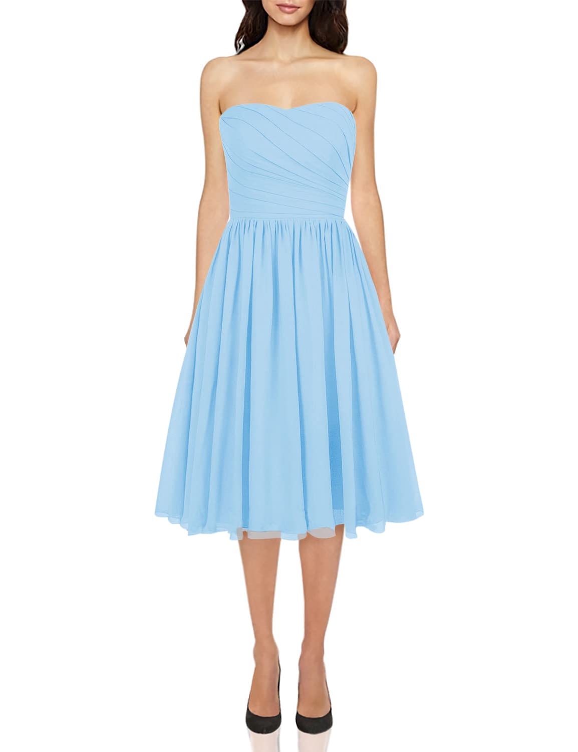 JAEDEN Short Chiffon Strapless Bridesmaid Dresses - Elegant Wedding Guest & Prom Dresses for Women - Perfect for Bridal Showers, Bachelorette Parties & Formal Events