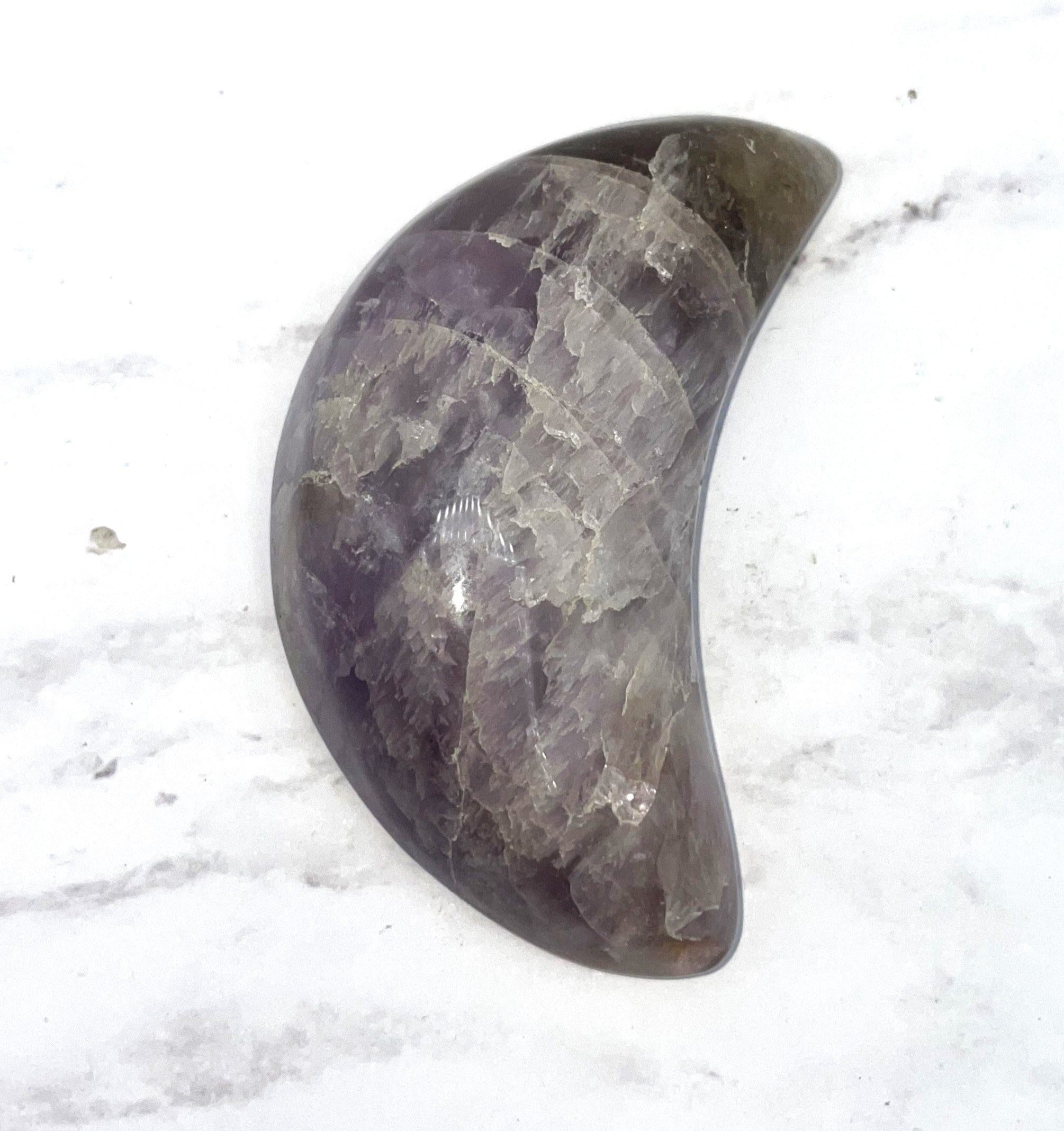 Natural Ametrine Moon Carving - Handmade Healing Crystal for Meditation, Yoga & Spiritual Decor - Perfect for Home, Office & Gift Giving