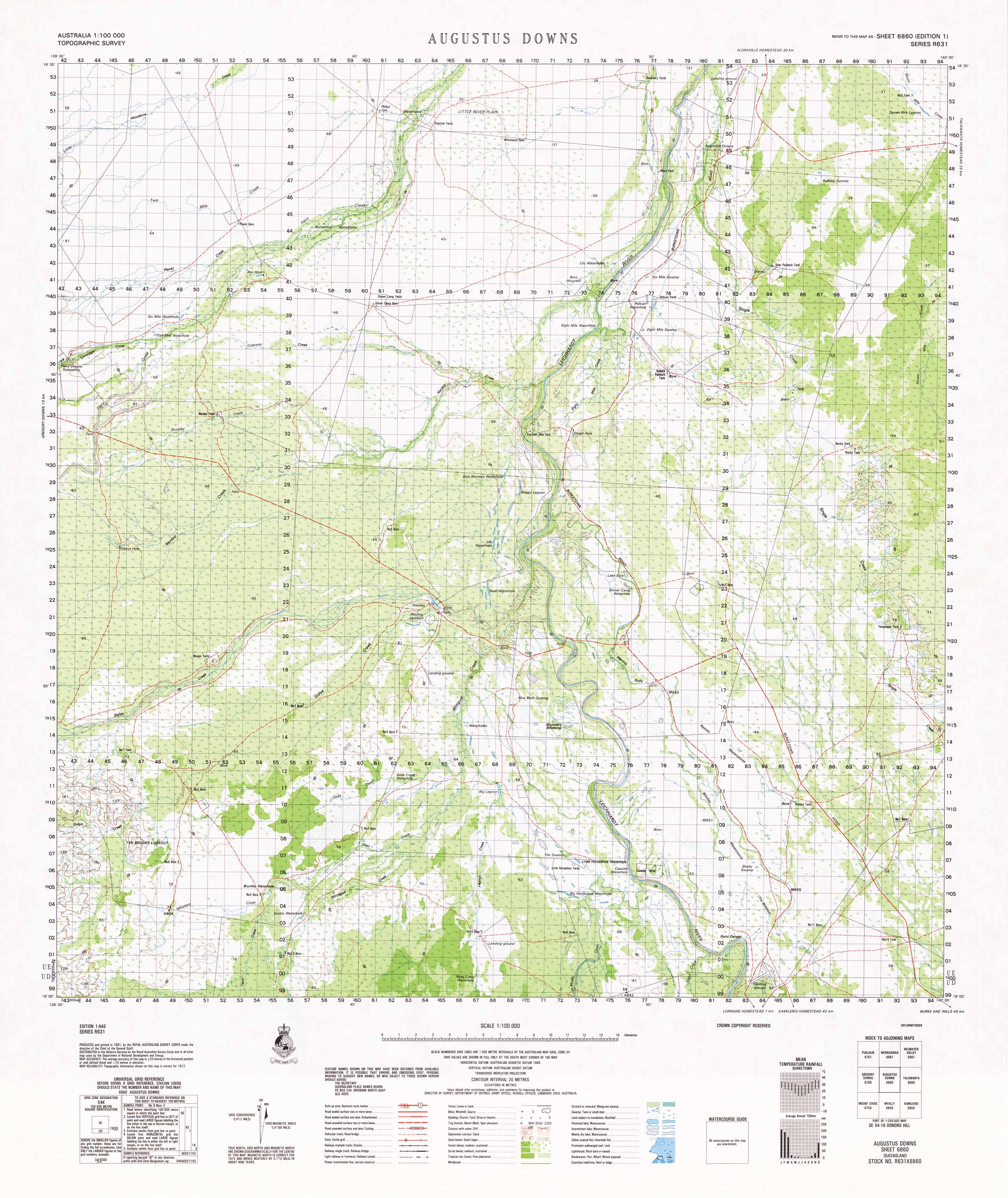 6860 Augustus Downs 1:100k Topographic Map - Detailed Australia Topographic Map for Hiking, Camping & Outdoor Adventures