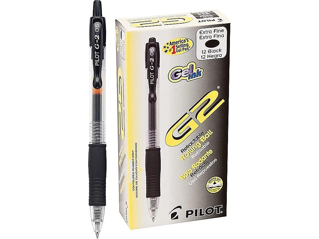 Premium PILOT G2 Retractable Gel Pens - Extra Fine Point 0.5mm, Black Ink, 12-Pack (31002) - Smooth Writing for Office, School & Note Taking