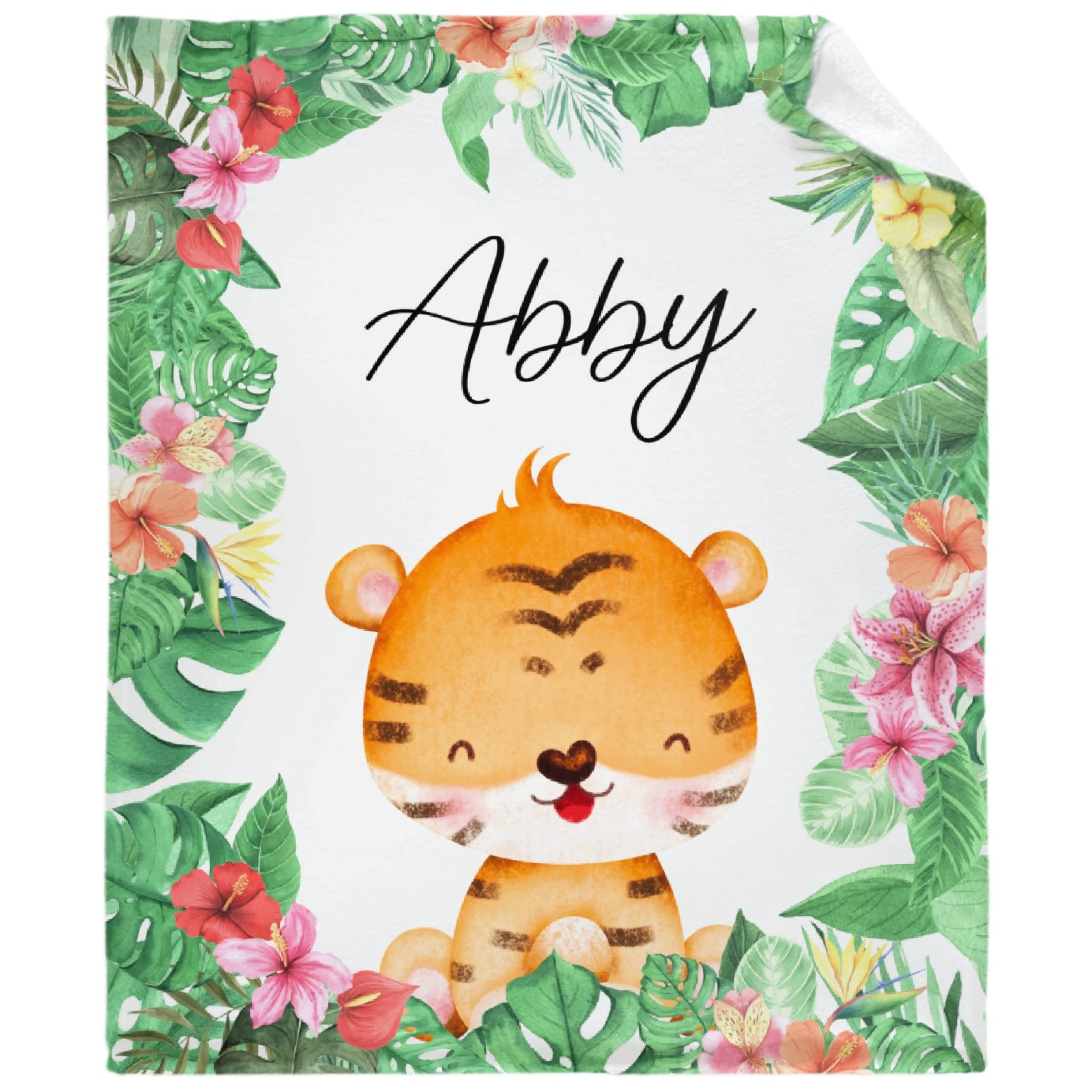 Custom Personalized Throw Blanket with Name - Tropical Floral Design 90x120 Inches - Soft Blanket for Kids, Adults & Family - Perfect Gift for Birthdays, Anniversaries & Home Decor - Cozy for Sofa, Bed & Outdoor Picnics