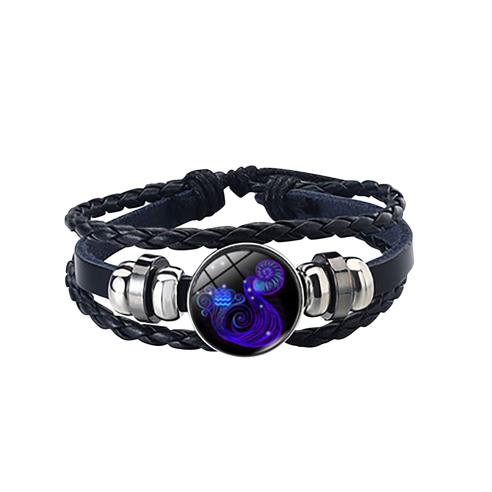 NSQFKALL Zodiac Constellation Bracelets for Men & Women - Adjustable Leather & Rope Wristbands - Perfect for Daily Wear, Gifts & Spiritual Jewelry Collection