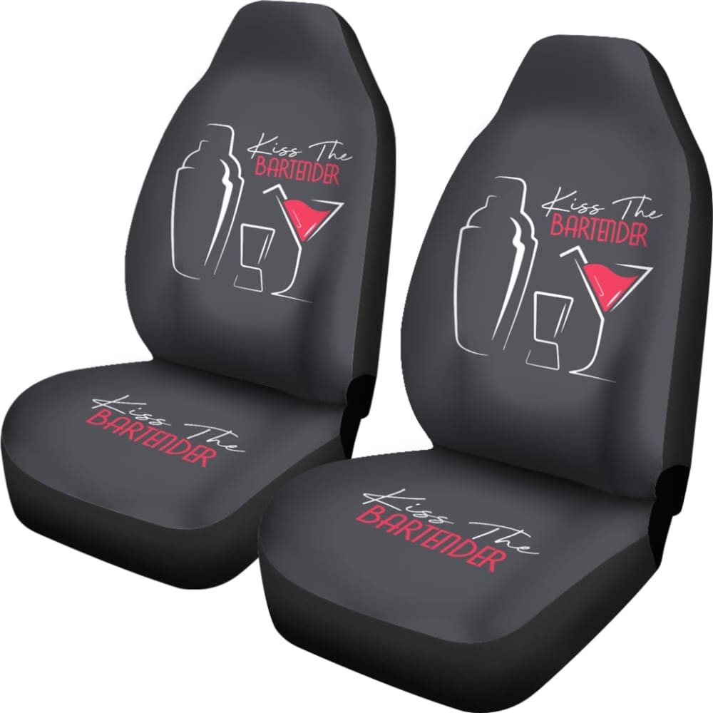 Premium 'Kiss The Bartender' Car Seat Covers - Unique Gift for Bartender Lovers & Cocktail Enthusiasts - Perfect for Bar-Themed Cars, Gag Gifts & Bartending Events