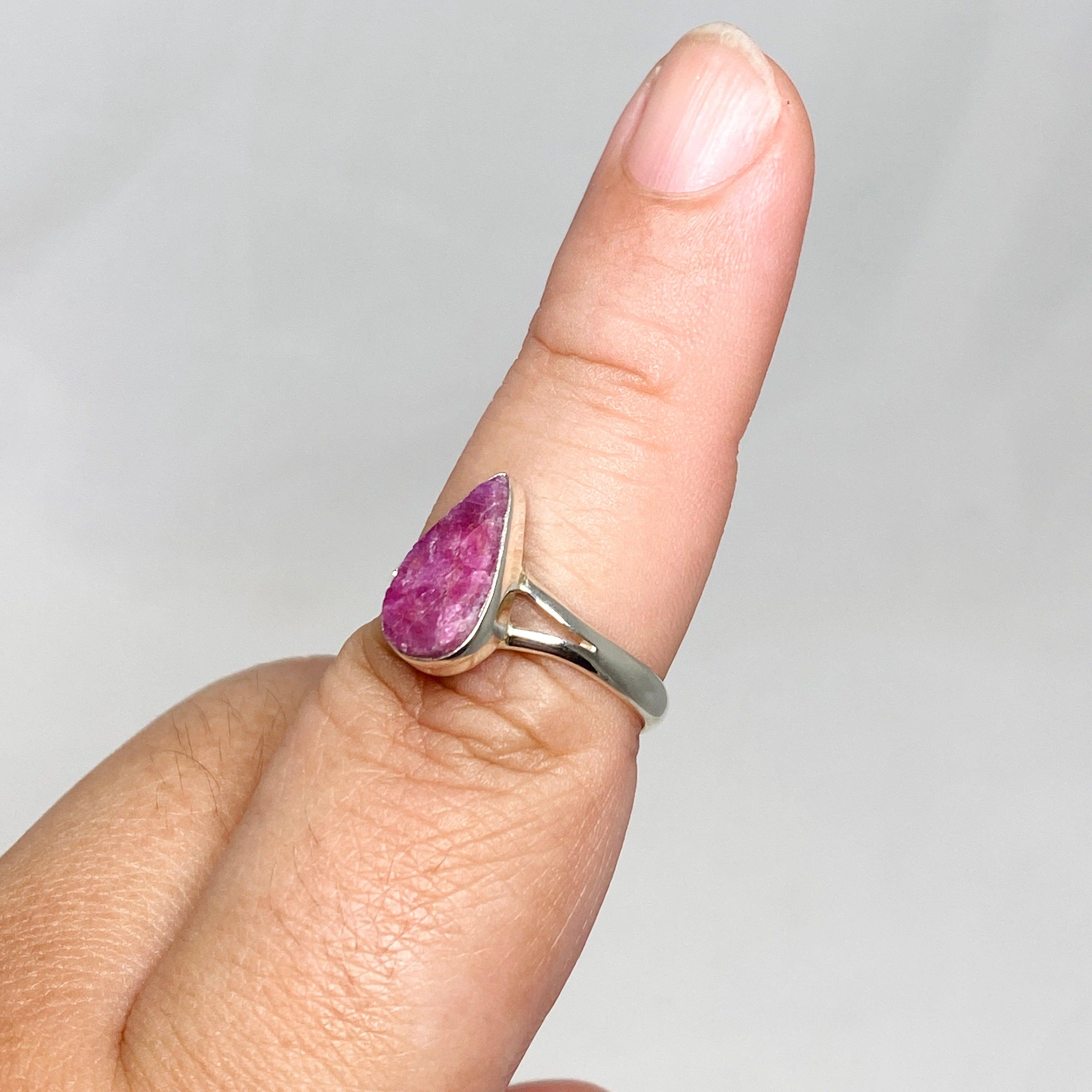 Natural Raw Ruby Teardrop Ring - 925 Sterling Silver Handmade Jewelry R3935 for Women, Gift for Her, Valentine's Day, Anniversary, Birthday, Party Wear, Boho Chic Style