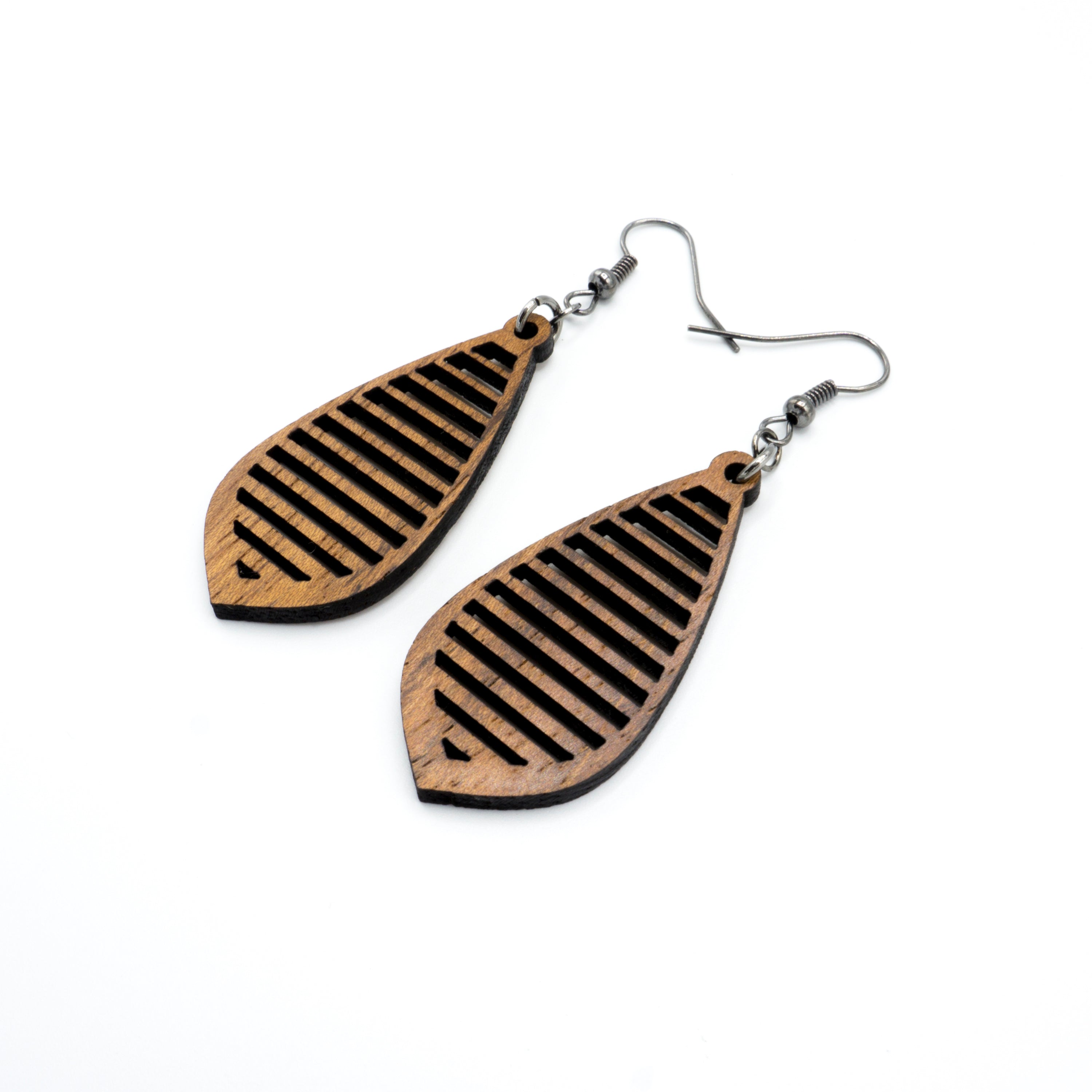 Gem Point 10 [S] Wooden Earrings - Handcrafted Jatoba Wood Dangle Earrings for Women | Boho Chic Jewelry for Casual Wear, Parties & Special Occasions