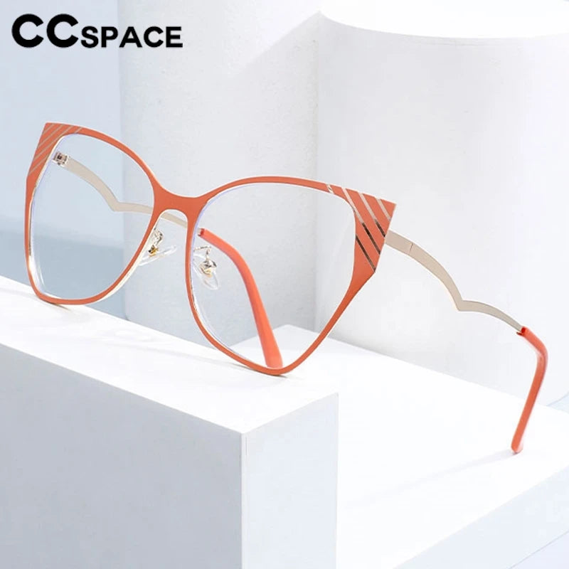 CCspace Women's Full Rim Square Butterfly Alloy Eyeglasses - Stylish Lightweight Metal Frame Glasses for Women, Perfect for Reading, Working & Fashion Accessories