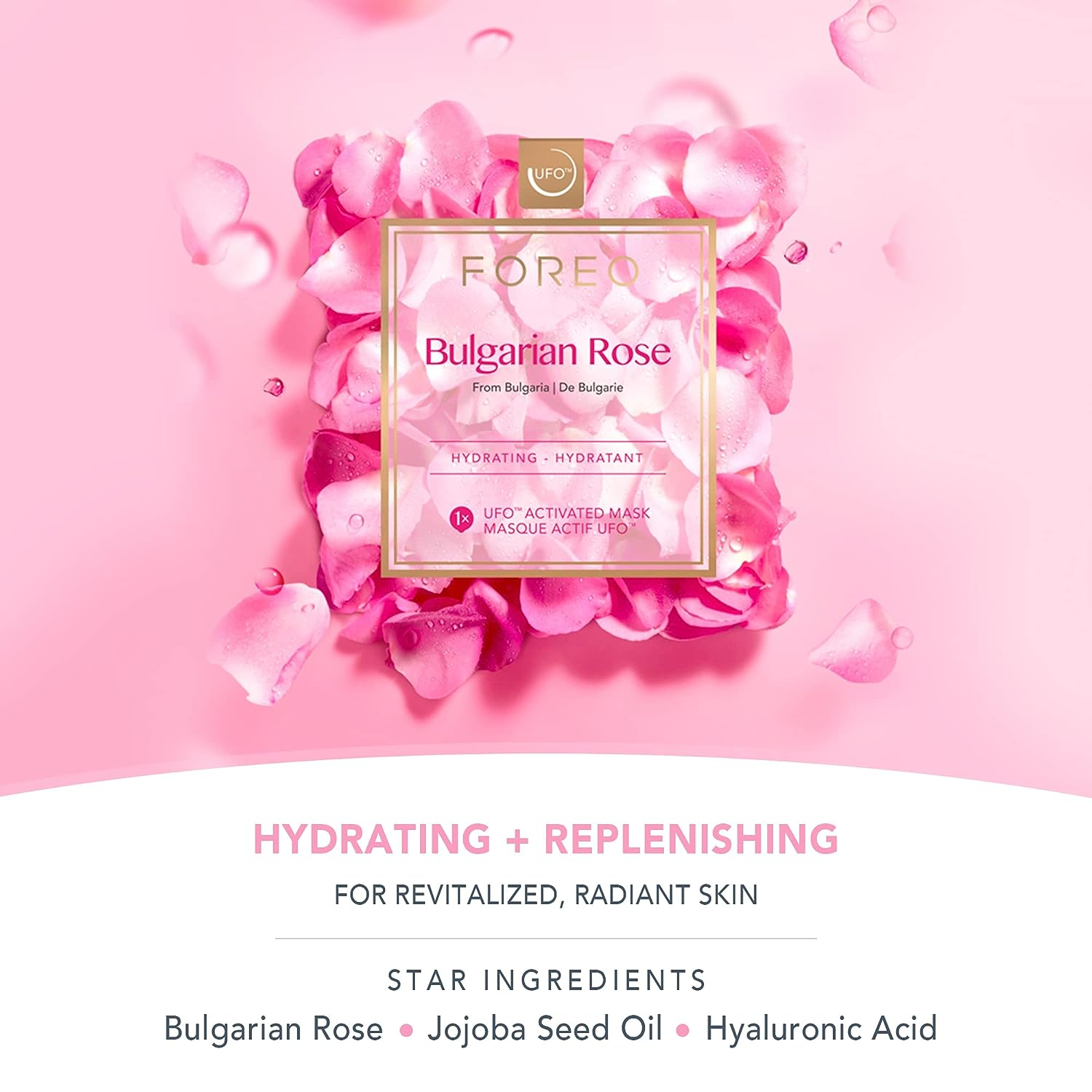FOREO UFO Smart Facial Mask Device with Bulgarian Rose - Hydrating & Anti-Aging Treatment for Glowing Skin | Perfect for Spa Nights & Skincare Routines